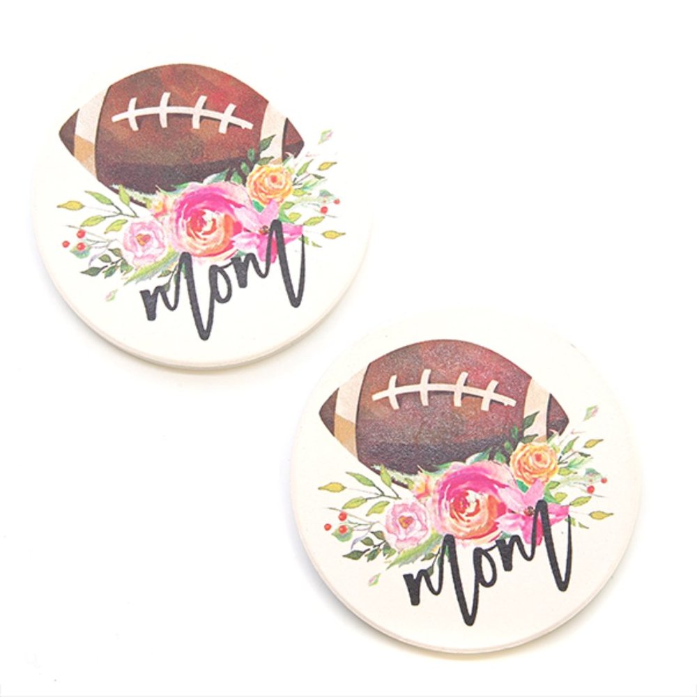 Tipi Car Coaster set of 2 Football Mom